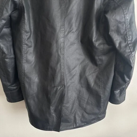 $600 M0851Hooded Waxed Cotton Zippered Black Jacket - Large - Picture 9 of 16